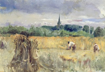 Harvest Field, Stratford-upon-Avon (öljy kankaalle) tekijältä John William Inchbold