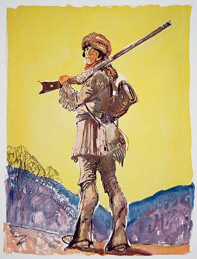 Davy Crockett (väri litho) tekijältä John William Jr. Thomason