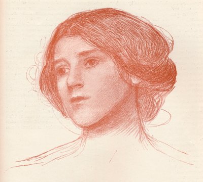 Sanguine-tutkimuksesta, vuodelta 1899 tekijältä John William Waterhouse