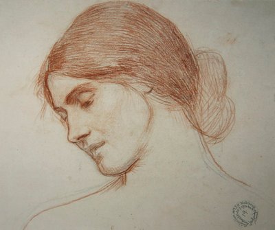 Nuoren tytön pää vasemmalla tekijältä John William Waterhouse