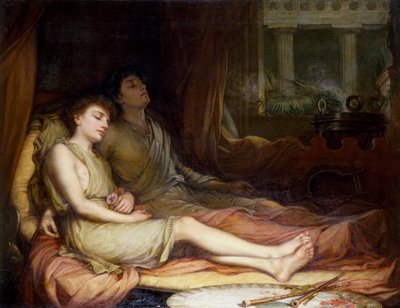 "Hypnos ja Thanatos" Unen ja kuoleman jumalat. John William Waterhousen (1849-1917) (prerafaeliitti) maalaus Yksityiskokoelma. tekijältä John William Waterhouse
