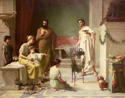 Huonekalut ja erilaiset esineet 1100- ja 1300-luvuilta tekijältä John William Waterhouse