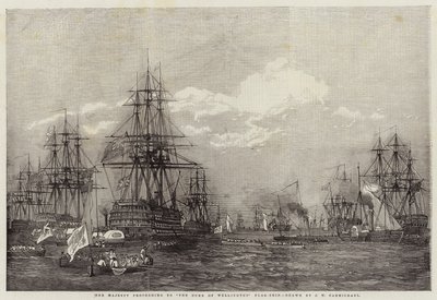 Hänen Majesteettinsa etenee The Duke of Wellingtonin lippulaivaan tekijältä John Wilson Carmichael