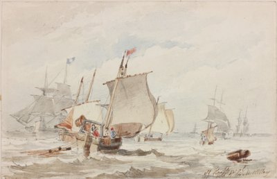 Off Hartlepool (kynä ja akvarelli paperille) tekijältä John Wilson Carmichael