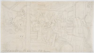 Wardroom H.M.S. Caesar (kynä paperille (jäljitys)) tekijältä John Wilson Carmichael