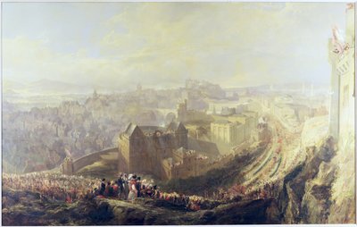 George IV:n saapuminen Edinburghiin Carlton Hilliltä, 1822 tekijältä John Wilson Ewbank