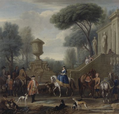 Valmistautuminen metsästykseen, n. 1740-50 (öljy kankaalle) tekijältä John Wootton