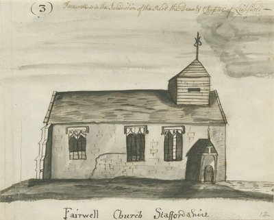 Jäähyväiskirkko: kynä ja pese seepiapiirustus ja [c 1780] tekijältä John Wright
