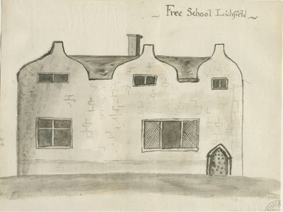Lichfield - Grammar School: seepiapesupiirustus, nd [1784] (piirustus) tekijältä John Wright
