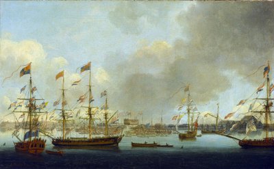 HMS "Alexander" - 74-tykkisen sotalaivan vesillelasku Deptfordissa, Englannissa, vuonna 1778; se taisteli Niilin taistelussa (tai Aboukirin taistelussa vuonna 1798). tekijältä John the Elder Cleveley