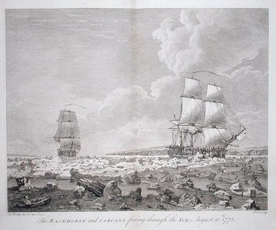"Kilpahevonen" ja "ruho" pakottavat jään läpi, 10. elokuuta tekijältä John the Younger (after) Cleveley