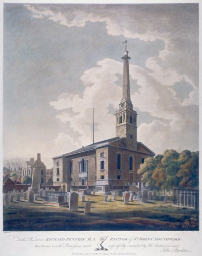 Näkymä St John Horsleydownin kirkolle, Bermondsey, Lontoo, 1799. tekijältä John william Edy