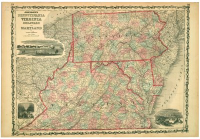 Virginian yliopisto, Dismal Swamp ja Baltimoren kaupunki. Levyt 29-30. Hachures näyttää helpotusta. tekijältä Johnson and Browning