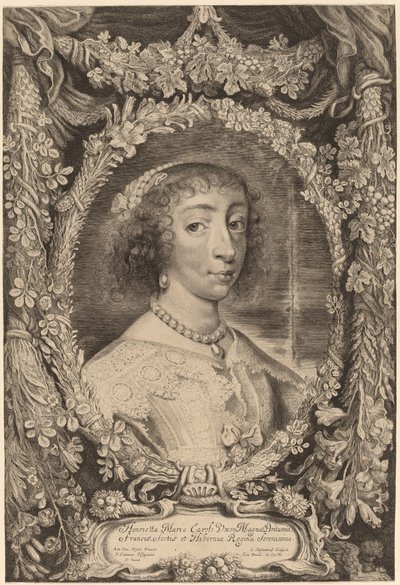 Henrietta Maria, Englannin kuningatar tekijältä Jonas Suyderhoff after Sir Anthony van Dyck