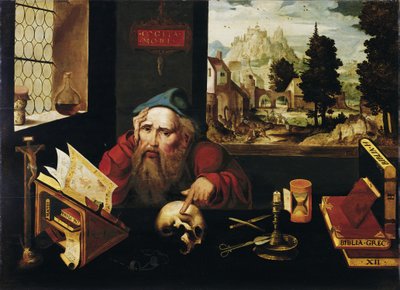Pyhä Hieronymus sellissään, 1520-luku tekijältä Joos van Cleve