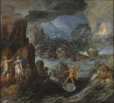 Kreikan laivaston haaksirikko matkalla kotiin Troijasta, n. 1585-1590 tekijältä Joos or Josse de Momper