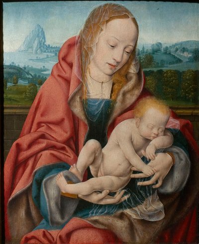 Neitsyt nukkuvan lapsen kanssa, noin 1510-1520. tekijältä Joos van Cleve