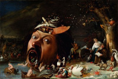 Barokki: Pyhän Antoniuksen kiusaus, Craesbeeck, Joos (Josse) van (1605/06-noin 1660), n. 1650. Öljy kankaalle. Taidehalli, Karlsruhe tekijältä Joos van Craesbeeck