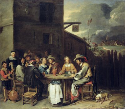 Seuralaiset karsoivat tavernan edessä, 1640-50 tekijältä Joos van Craesbeeck