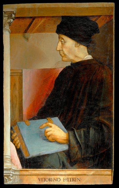 Vittorino da Feltre, italialainen humanisti ja opettaja ... tekijältä Joos van Gent (fl.1460-75)