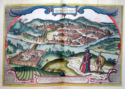 Budapest Turkin miehityksen aikana, Jan Janssonin (1657) julkaisemasta Georg Braunin (1541-1622) Le Theater du Mondesta tekijältä Joris Hoefnagel