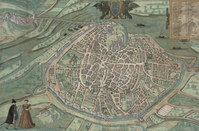 Avignonin kartta, Georg Braunin (1541-1622) ja Frans Hogenbergin Civitates Orbis Terrarumista, n. 1572 (värikaiverrus) tekijältä Joris Hoefnagel