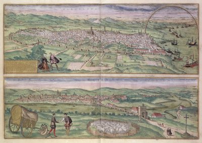 Barcelonan kartta, Georg Braunin (1541-1622) ja Frans Hogenbergin (1535-90) Civitates Orbis Terrarumista, 1567 tekijältä Joris Hoefnagel