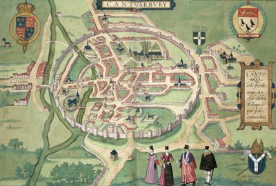 Canterburyn kartta, Georg Braunin (1541-1622) ja Frans Hognenbergin (1535-90) julkaisusta "Maailman kaupungit" n. 1572-1617 tekijältä Joris Hoefnagel