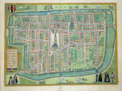 Delftin kartta, Georg Braunin (1541-1622) ja Frans Hogenbergin (1535-90) Civitates Orbis Terrarum -julkaisusta c.1572-1617 tekijältä Joris Hoefnagel