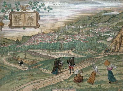 Granadan kartta, "Civitates Orbis Terrarum", osa I, numero 4, Georg Braun (1541-1622) ja Frans Hogenberg (1535-90), 1565 tekijältä Joris Hoefnagel