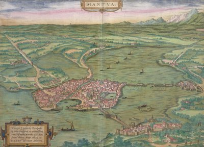 Mantovan kartta, Georg Braunin (1541-1622) ja Frans Hogenbergin (1535-90) Civitates Orbis Terrarumista, 1575 tekijältä Joris Hoefnagel
