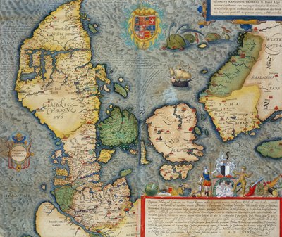 Pohjois-Euroopan kartta, Georg Braunin (1541-1622) ja Frans Hogenbergin (1535-90) Civitates Orbis Terrarum -julkaisusta n. 1572-1617 tekijältä Joris Hoefnagel