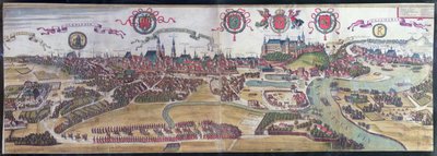 Näkymä Krakovasta luoteesta, Georg Braunin (1541-1622) ja Frans Hogenbergin (1535-90) teoksesta "Civitates Orbis Terrarum", 1617. tekijältä Joris Hoefnagel