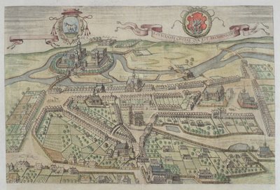 Näkymä Lowicziin Georg Braunin (1541-1622) ja Frans Hogenbergin (1535-90) Civitates Orbis Terrarumista tekijältä Joris Hoefnagel