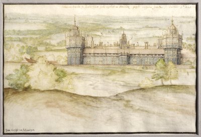 Näkymä Nonsuch-palatsista Surreyssa, 1567-8 tekijältä Joris Hoefnagel