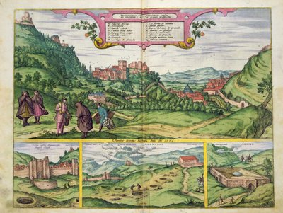 Näkymä Alhambrasta, Georg Braunin (1541-1622) ja Frans Hogenbergin (1535-90) teoksesta "Civitates Orbis Terrarum", 1564. tekijältä Joris Hoefnagel