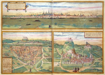 Metz, Wurtzburg ja Sittensen, Georg Braunin (1541-1622) ja Frans Hogenburgin (1535-90) Civitates Orbis Terrarumista, n. 1572 tekijältä Joris after Hoefnagel