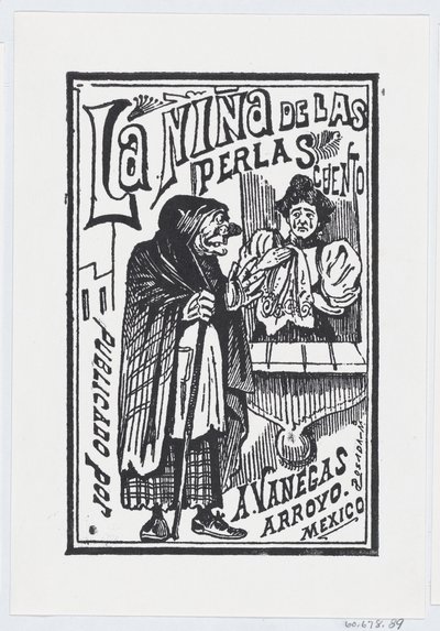 Nainen, joka itkee nenäliina kädessään puhumassa vanhalle jätkälle, kuva..., n. 1880-1910. tekijältä José Guadalupe Posada