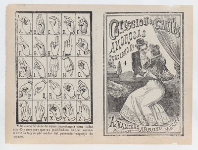 Kansi "Collection of Amorous Letters Notebook No. 4", pariskunta halaamassa ja suutelemassa..., n. 1900. tekijältä José Guadalupe Posada