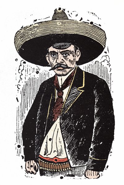 Emiliano Zapata (1880-1919), meksikolainen vallankumouksellinen. Ksylografia Jose Guadalupe Posada (1852-1913). tekijältä José Guadalupe Posada