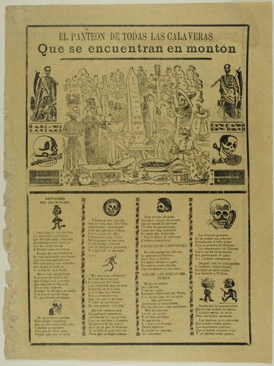 Kaikkien kasassa löydettyjen calaverojen mausoleumi tekijältä José Guadalupe Posada
