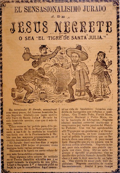 Jesús Blackin, alias The Tiger of Santa Julian, sensaatiomainen juoni tekijältä José Guadalupe Posada