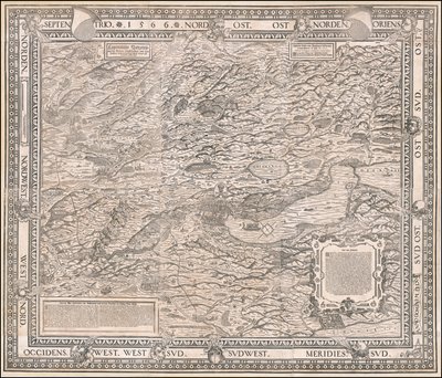 Jodocus Murerin vuonna 1566 laatima kartta Zürichistä ja sen ympäristöstä. tekijältä Jos Murer