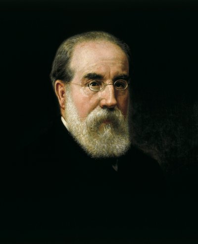 Muotokuva Francisco Pi i Margallista (1824-1901), espanjalainen valtiomies ja kirjailija (1824-1901) tekijältä José Sánchez Pescador