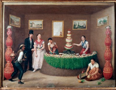 Chufa Horchata Sellers (Orxata de Xufa tai Orxata De Xufla) Augustin Arrieten maalaus (1800-luku) Mexico City, Historical National Museum, Chateau tekijältä Jose Agustin Arrieta