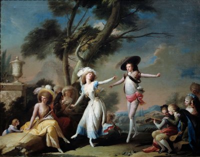 Pariskunnat puistossa. Jose Camaron Y Boronatin (1730-1803) maalaus tekijältä Jose Camaron