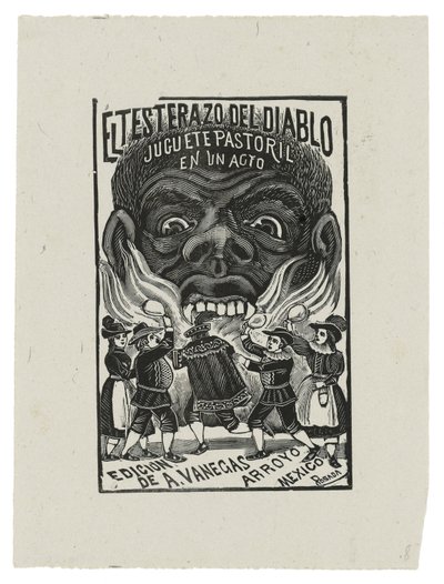 Paholaisen pää, n. 1900, painettu 1942 (kaiverrus) tekijältä José Guadalupe Posada