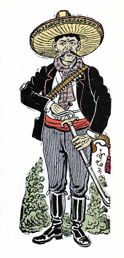Muotokuva Amador Salazarista Meksikon vallankumouksen aikana 1910. Jose Guadalupe Posadan (1852-1913) ksylografia. tekijältä José Guadalupe Posada