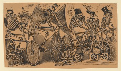 Skelette (Calaveras) auf Fahrrädern tekijältä José Guadalupe Posada