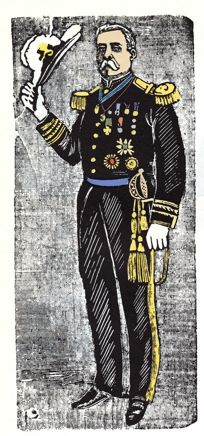 Meksikon vallankumous (1910-1920): Porfirio Diaz (1828-1915), Meksikon tasavallan presidentti. Jose Guadalupe Innin (1852-1913) ksylografia. tekijältä José Guadalupe Posada